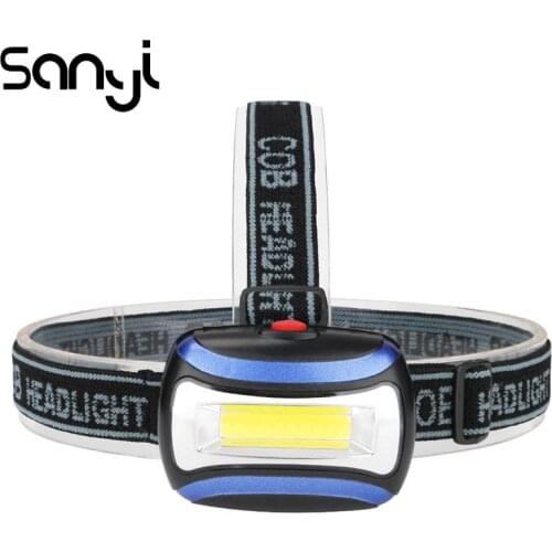 SANYI 3800LM Headlamp Camping Flashlight Head Light Torch Lamp by 3* AAA Battery LED COB Headlamp for Hunting