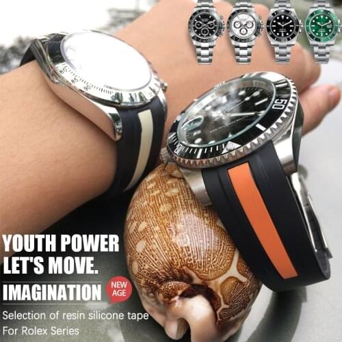19/20mm 21/22mm New Style Rubber Silicone watch band fit for Role Datejust Submariner Oysterflex Sea-Dweller curved end strap
