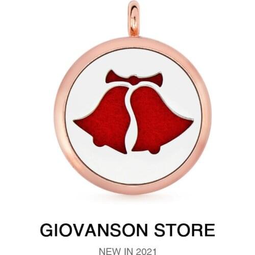 Necklace Fashion Woman 30mm Rose Gold Round Essential Oil Diffuser Perfume Locket Aromatherapy Pendant Chain Gift