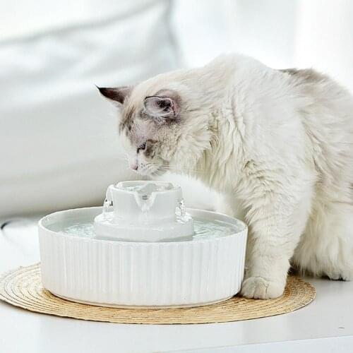 Pet Drinking Fountain Cat Water Fountains Pet Ceramic Water Dispenser with Filters for Cats Dogs #4O