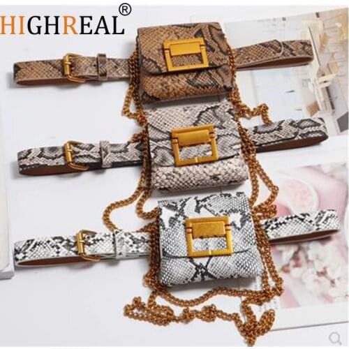 Fanny Pack Chains Belt Bag Animal Print Serpentine Waist Bag Women Brand Mini Leather Purse 2019 New Hight Quality Drop Shipping