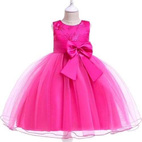 Flower Girls Wedding Dress Christmas Pearls Princess Dress Kids Halloween Cosplay Party Performance Rose Red Dress 2-10 Years