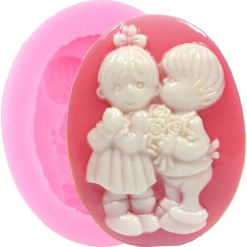 Boy Girl Silicone Mold Baby Birthday Cupcake Topper Fondant Molds Cake Decorating Tools Polymer Candy Chocolate Gumpaste Moulds