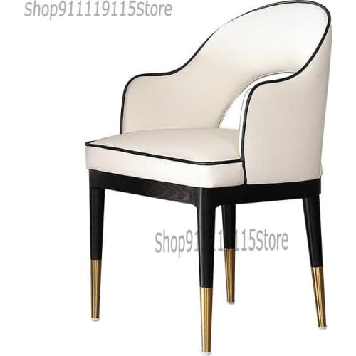 Light Luxury Solid Wood Dining Chair Post Modern Simple Back Dining Chair Leisure Nordic Armrest Model Room Stool
