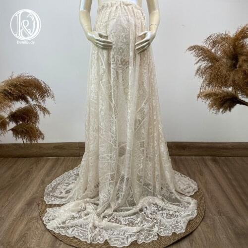 Don&Judy Vintage Long Skirt for Maternity Photoshoot Adjustable Size Beige Dress Photography Prop Maternity Shooting Accessories