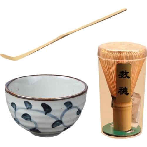 Japanese Bamboo Chasen Matcha Tea Whisk / Tea Scoop / Ceramic Bowl- #1