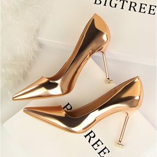 BIGTREE Shoes New Patent Leather Wonen Pumps Fashion Office Shoes Women Sexy High Heels Shoes Womens Wedding Shoes Party