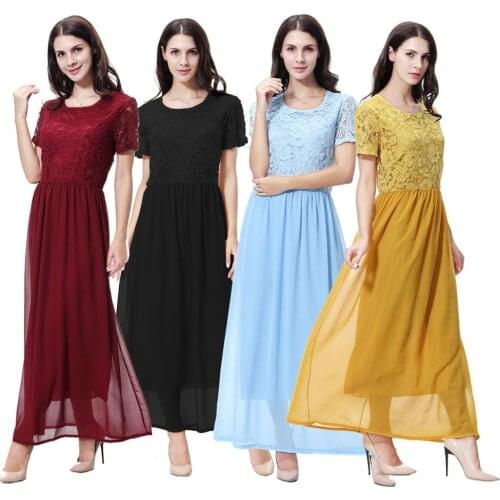 Womens Muslim Kaftan Abaya Evening Gown Islamic Female Clothing Maxi Dress