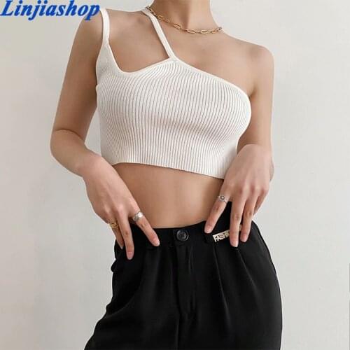 Casual Irregular Camis Womens Camisole Top Elastic Skinny Camis Spaghetti Strap Crop Top Bodycon Off Shoulder Female Vestidos