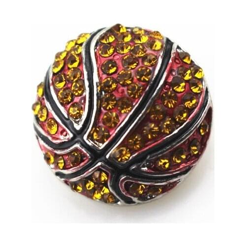 10pcs/lot Full Crystal Basketball Snap Buttons for 18mm Snap Jewelry Pendants Bracelet&Bangles DIY Snap Charms