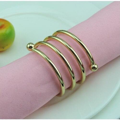 10pcs Metal Gold/Silver Annulus Napkin Ring Serviette Buckle Holder For Wedding Banquet Dinner Decoration