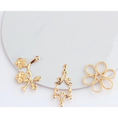 10pcs New Design Copper Plating Fashion Geometric Earrings For Women Butterfly Slippers Flowers Pendant Diy Jewelry Accessories