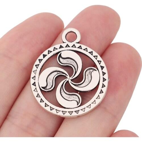 10 x Tibetan Silver Windmill Electric Fan Wheels Round Charms Pendants 2 Sided for Necklace Jewelry Making Findings 31x26mm