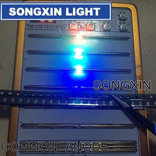 100pcs SMD 0805 (2012) RGB Tricolor 20mA Red Green Blue Ultra Bright Surface Mount LED Chips Common Anode Light Emitting Diode