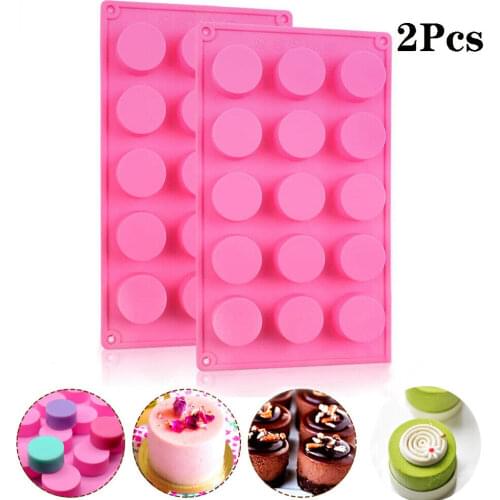 2Pcs Soap Silicone Mold 15 Cavities Cylinder Mold Silicone handmade Soap Mold Round for Soap Baking Cake Pudding chocolate Jelly