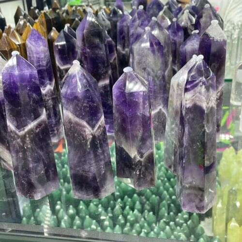200-1200g Natural dream amethyst crystal obelisk quartz crystal rod tip healing
