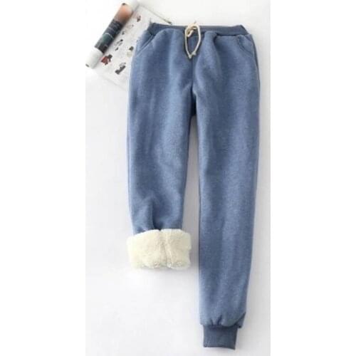 2019 Winter Cashmere Harem Pants Women Thick Warm Lambskin Cashmere Causal Trousers Female Basic High Waist Sport Pant