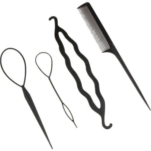 4 Pcs Women Girls Hair Styling Donut Bun Maker DIY Tools