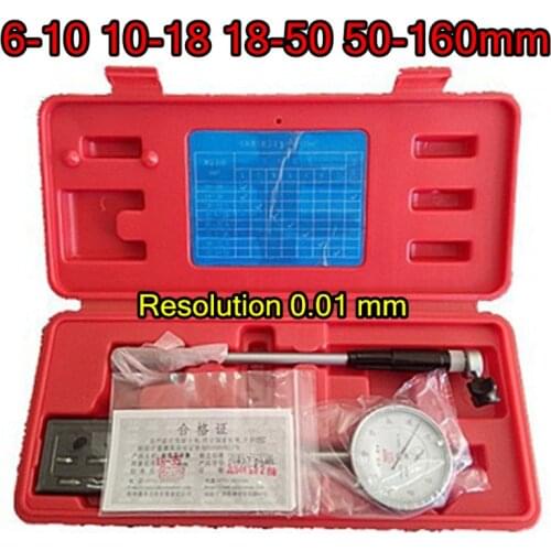 6-10mm 10-18mm 18-50mm 50-160mm Resolution 0.01 mm Inner hole Dial indicator Free shipping