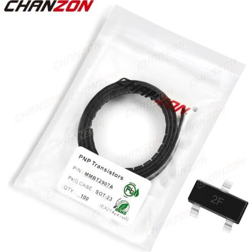 100Pcs MMBT2907A SOT-23 PNP Transistor Bipolar Junction BJT Triode Tube Fets SMD 2F Markings -600mA -40V Integrated Circuits