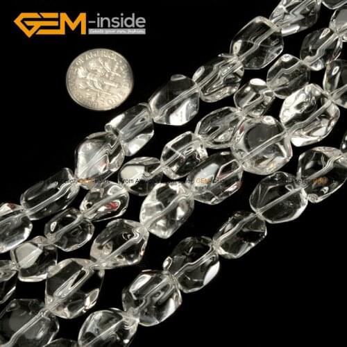 Gem-inside Freeform Large Beads Faceted White Crystal Beads For Jewelry Making Necklace Bracelet Earring 15inch DIY Beads
