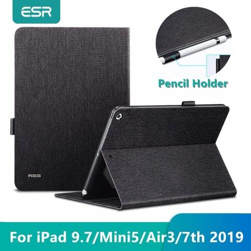 ESR PU Leather Case for IPad 9.7 2017 2018 mini 5 7th Gen 2019 10.2" Air 3 Smart Protective Pencil Holder Cover for ipad 10.2