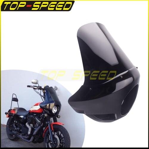 For Harley Sportster 48 72 883 1200 XL Tall Windshield Cafe Racer Headlight Front Outer Fairing 5.75" Head Lamp Mask for Dyna