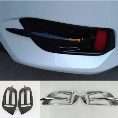 For Honda civic 10th sedan 2016 2017 2018 2019 Car Cover ABS Chrome/Carbon Fiber Rear Back Tail Fog Light Trim Frame 2pcs