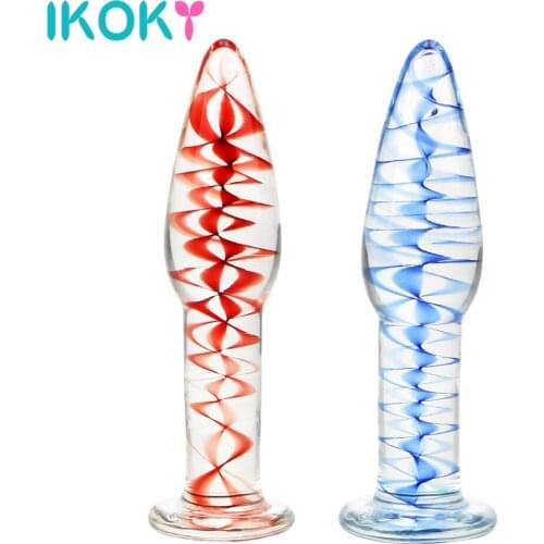 IKOKY Glass Anal Plug Sex Toys for Women Transparent Butt Plug Crystal Dildo Adult Products Female Masturbation Erotic