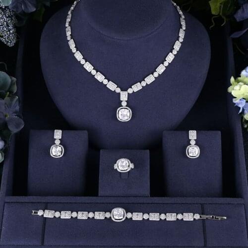Jankelly Hotsale African 4pcs Bridal Jewelry Sets New Fashion Dubai Jewelry Set For Women Wedding Party Accessories Design