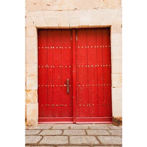 Brick Wall Red Wooden Door Photography Backdrop Customized Backgrounds for Children Baby Portrait Pets Photocall Photo Studio