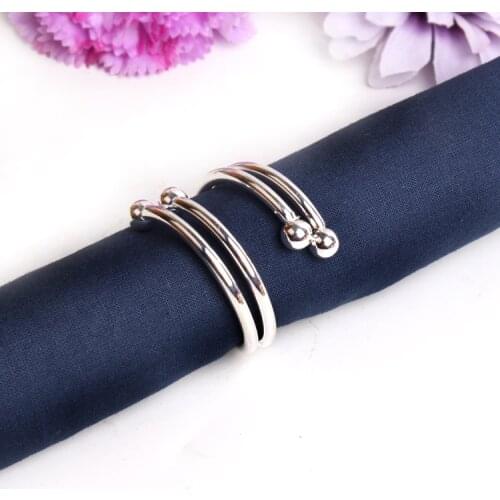 6pcs Hotel napkin buckle stainless steel napkin ring cloth ring simple modern decoration four beads west napkin rings buckle
