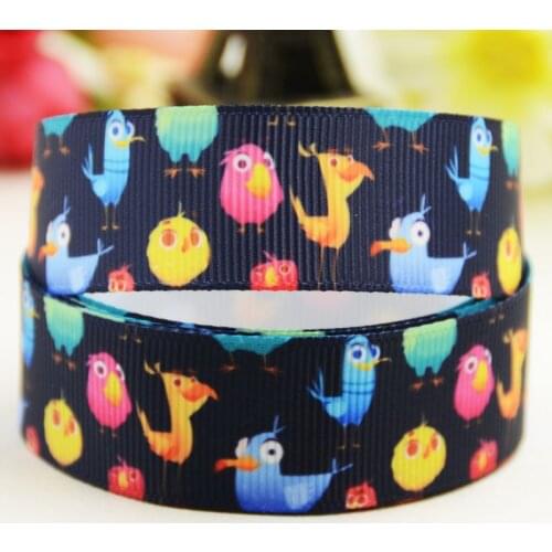 22mm 25mm 38mm 75mm Bird Cartoon printed Grosgrain Ribbon party decoration 10 Yards X-02795