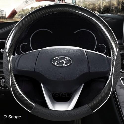 Carbon Fiber Leather Car Steering Wheel Cover Anti-slip for Hyundai i30 kona i10 i35 elantra santa fe Auto Accessories