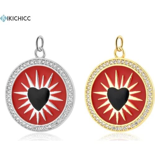 KIKICHICC 925 Sterling Silver Gold Red Round Zircon Pendant Rock Punk Fine Jewelry For Necklace Accessories Luxury CZ Rock Punk