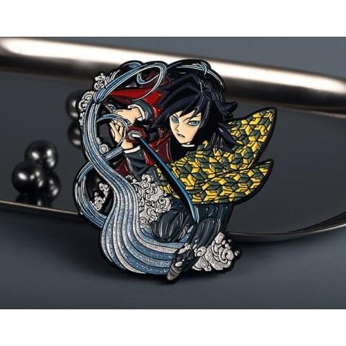 Cartoon Metal Badge Demon Slayer Kimetsu no Yaiba Anime Tomioka Giyuu Toy Brooch Pin Bags Pendant Collection Cosplay Gifts
