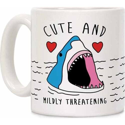 Cute And Mildly Threatening Shark White 11 Ounce Ceramic Coffee Mug