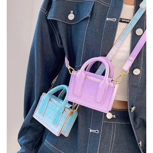 Stone Pattern Mini Square Tote Bag 2021 Summer New High-quality PU Leather Womens Designer Handbag Cute Shoulder Messenger Bag