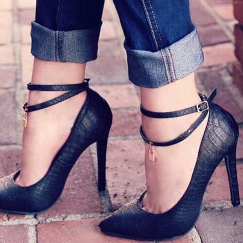 Fashion Womens Shoes ,black leather 11cm high-heels shoes pointed toe pumps SIZE:34-45 plus size