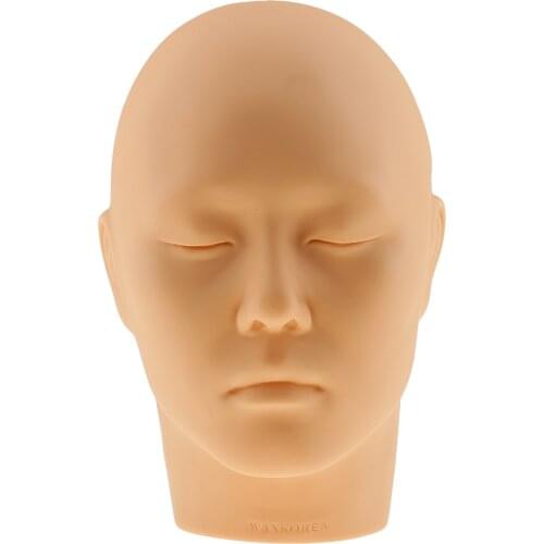 Soft Silicone Cosmetology Massage Eyelash Extension Face Lip Makeup Practice Training Mannequin Head