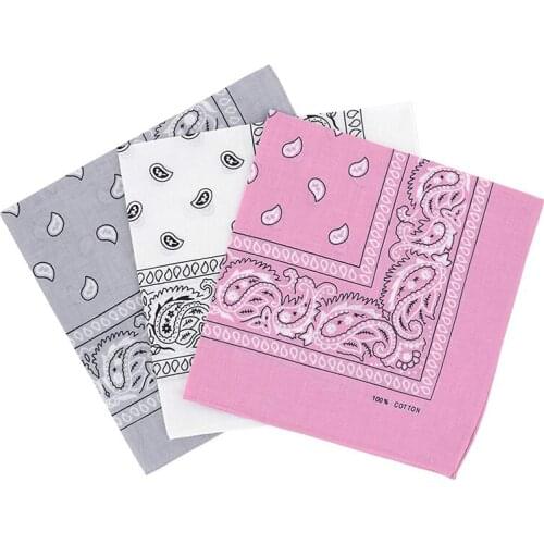 Set of 3 bandanas Paisley Man and Woman 57 x 57 cm White + light gray + pink