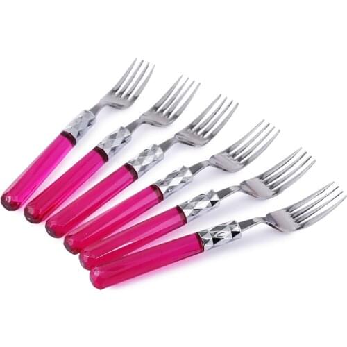 Pink Color 6'Lı Platinum Cutlery Set
