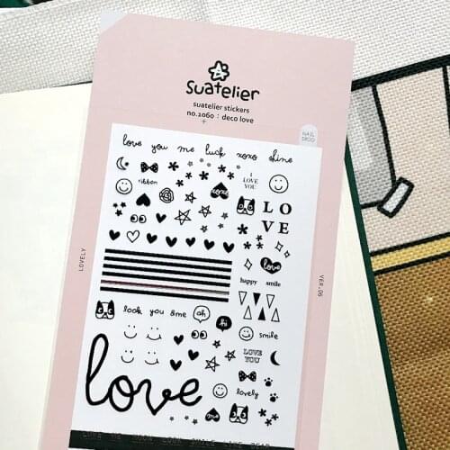 Suatelier Deco Love Die Cut Stickers Black Star Heart PET Material Scrapbooking Nail Phone Diary Home Decoration Hobby Crafts