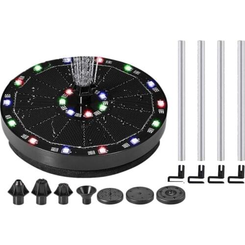 New Solar Fountain Pump 3.5W Circle Garden Floating LED Water Pumps with 8 Nozzles for Outdoor Birdbath Ponds Pool Fish Tank