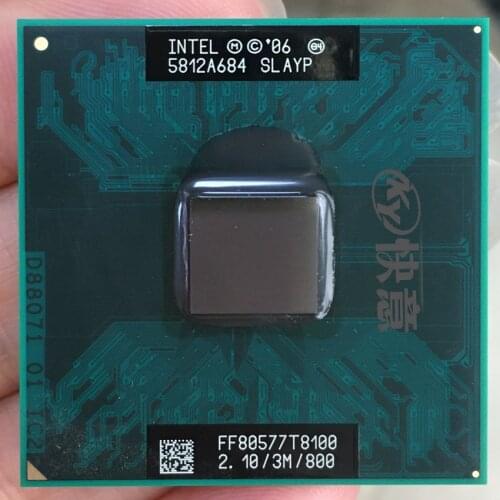 Original lntel Core 2 Duo T8100 CPU (3M Cache, 2.10 GHz, 800 MHz FSB, Dual-Core) For GL40 GM45 PM45 Laptop processor