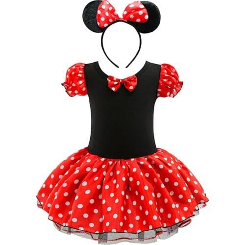 Baby Girls Minnie Mickey Princess Dress Kids Christmas Cartoon Mouse Clothes Headband Children Carnival Birthday Party Costumes
