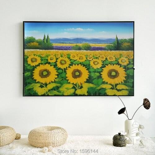 Hand Painted Oil Painting On Canvas Pastoral Landscape Sunflower Wall Art Picture Home Decoration For Living Room