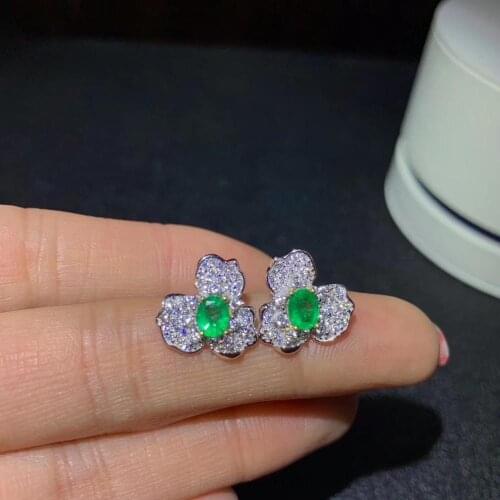 Exquisite colorful gemstone earrings for beauty jewelry stud earrings natural emerald ruby sapphire real 925 silver earring gift