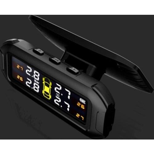 Solar Power Car TPMS Tire Pressure Monitoring System Digital LCD Display USB Auto Security Alarm Tire Pressure External Sensor