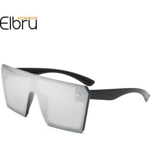Elbru Retro Fashion Large Square Sunglasses Vintage Gradient Color Clear Lens Sunshades For Women Ultraviolet-proof Sun Glasses